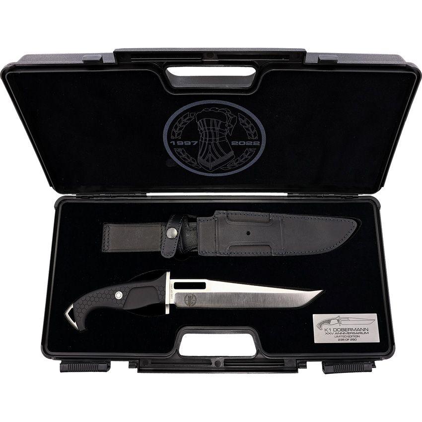 Extrema Ratio K1 Dobermann XXV Anniversary Black Anodized Aluminum Special Edition Bohler N690 - Knives.mx