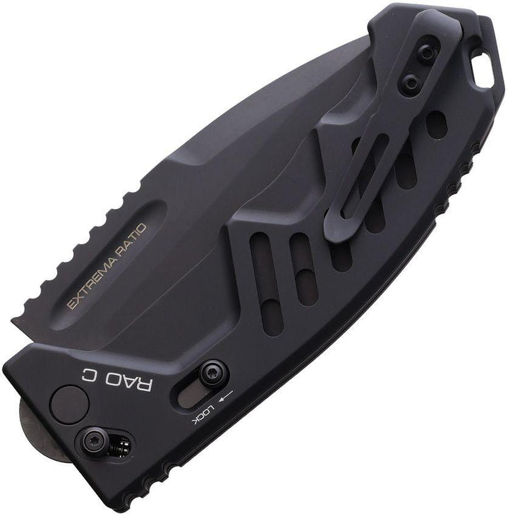 Extrema Ratio RAO C Crossbar Lock Black Anodized Aluminum MIL-C-13924 Burnished Bohler N690 - Knives.mx