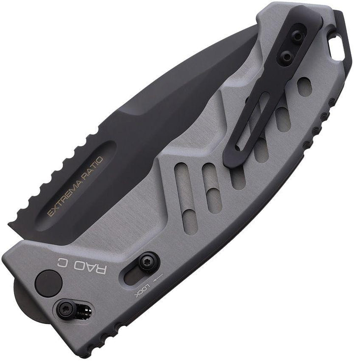 Extrema Ratio RAO C Crossbar Lock Gray Anodized Aluminum MIL-C-13924 Burnished Bohler N690 - Knives.mx