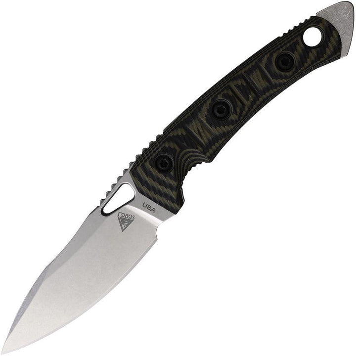 Fobos Knives Cacula Fixed Blade Black & Green G10 Tumbled CPM S35VN - Knives.mx