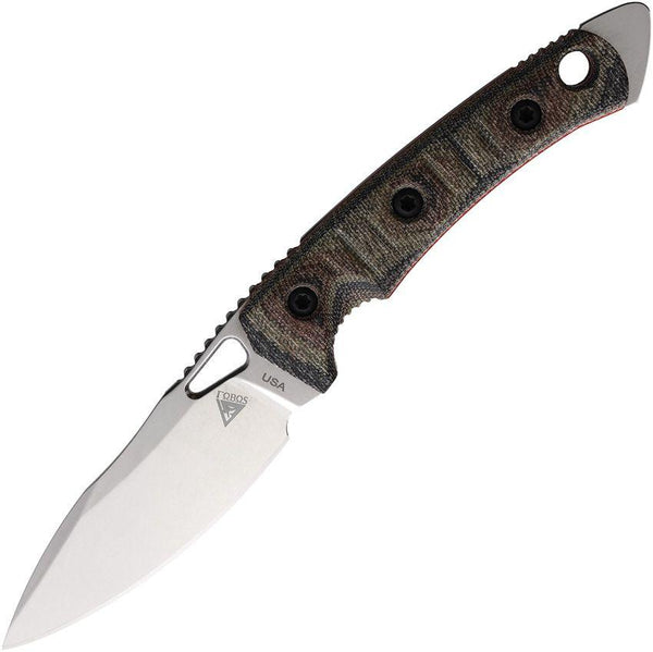 Fobos Knives Cacula Fixed Blade Camo Micarta Red Liners Tumbled CPM S35VN - Knives.mx