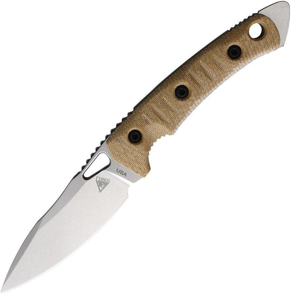 Fobos Knives Cacula Fixed Blade Natural Micarta Black Liners Tumbled CPM S35VN - Knives.mx