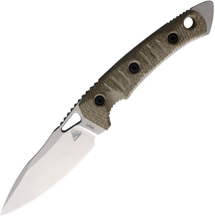 Fobos Knives Cacula Fixed Blade OD Green Micarta Black Liners Tumbled CPM S35VN - Knives.mx