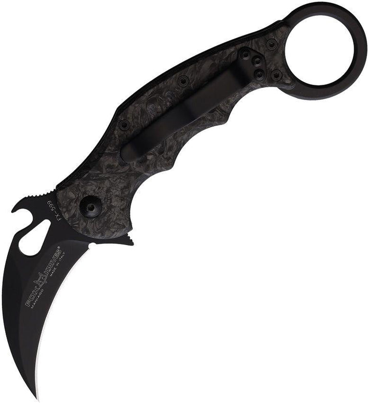 FOX Karambit Linerlock Fat Carbon Fiber Black Coated Bohler N690 - Knives.mx