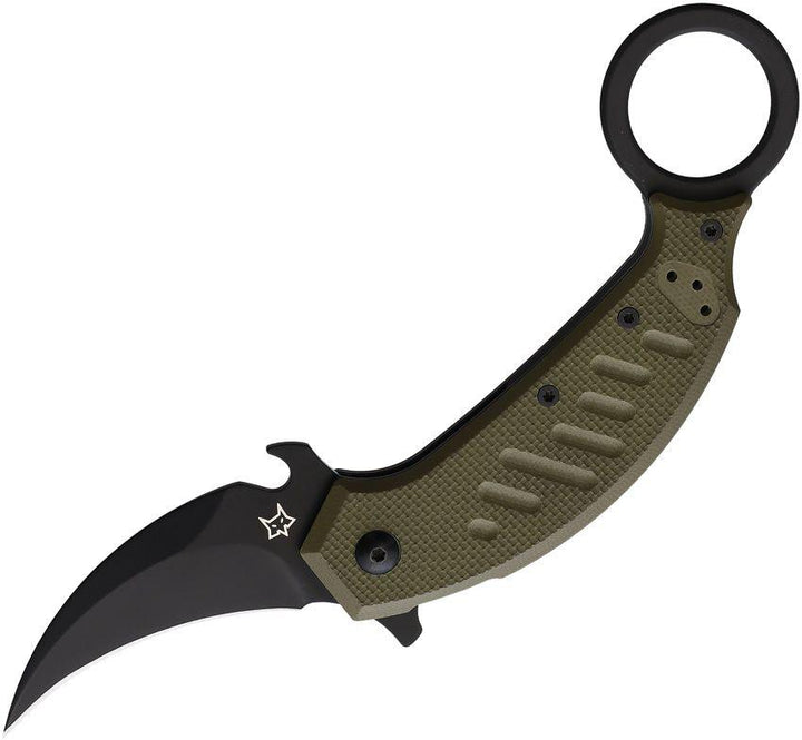 Fox Karambit Linerlock OD Green G10 Black Oxide Coated Bohler N690 - Knives.mx