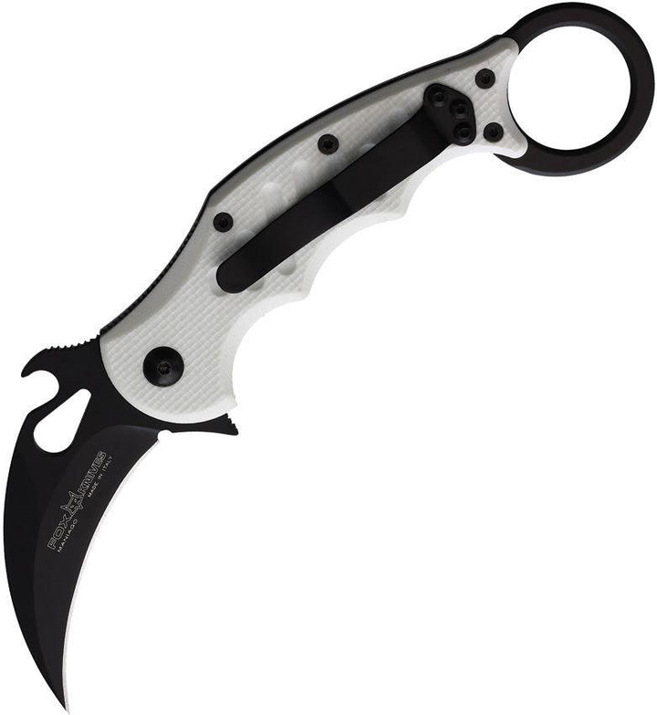 Fox Karambit Linerlock White G10 Black Coated Bohler N690 - Knives.mx