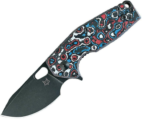 Fox Suru Linerlock Nebula Carbon Fiber Black Stonewash Bohler M398 - Knives.mx