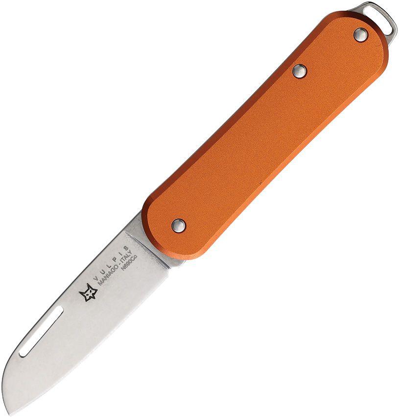 Fox Vulpis Folder Orange Aluminum Stonewash Bohler N690 - Knives.mx