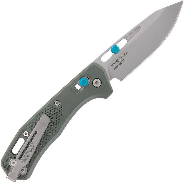 Gerber Assert Pivot Lock Green GRN Stonewash S30V - Knives.mx