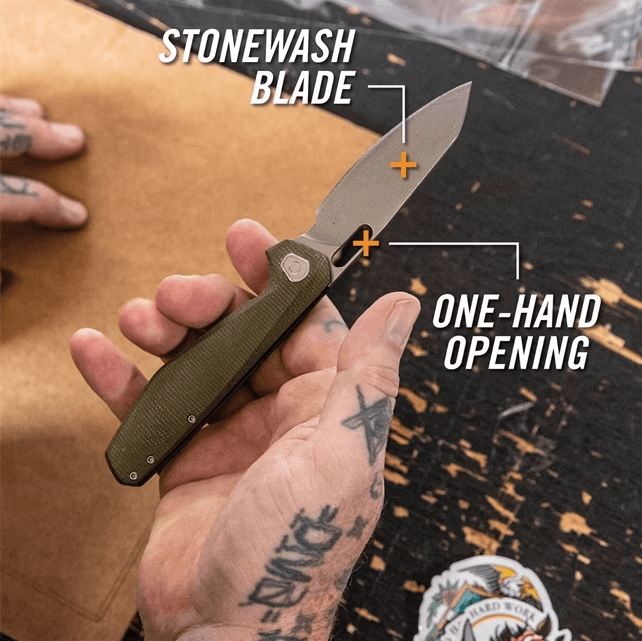 Gerber Slimsada Framelock Olive Green Micarta Stonewashed D2 - Knives.mx