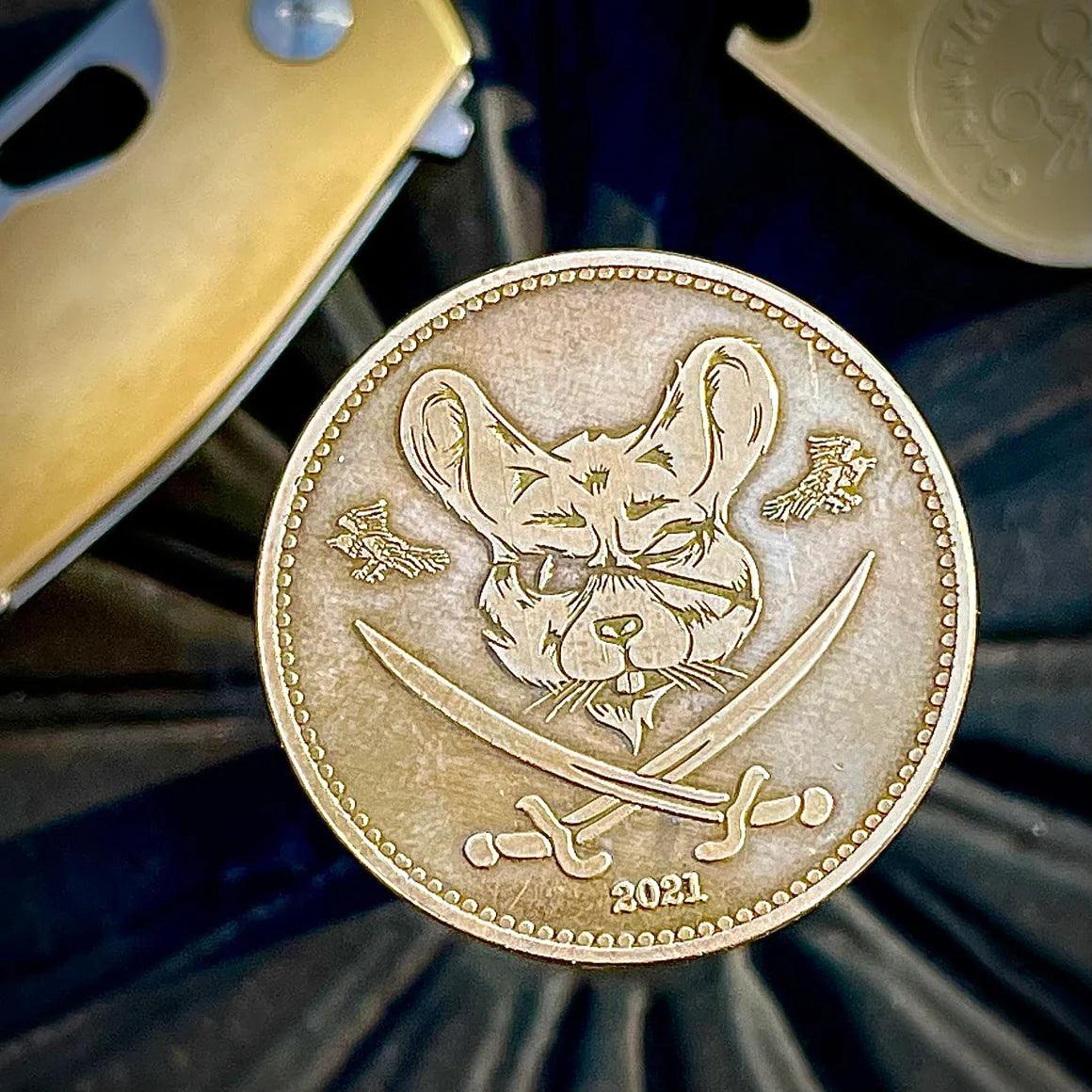 Giant Mouse 5 Year Anniversary Coin Brass - Knives.mx