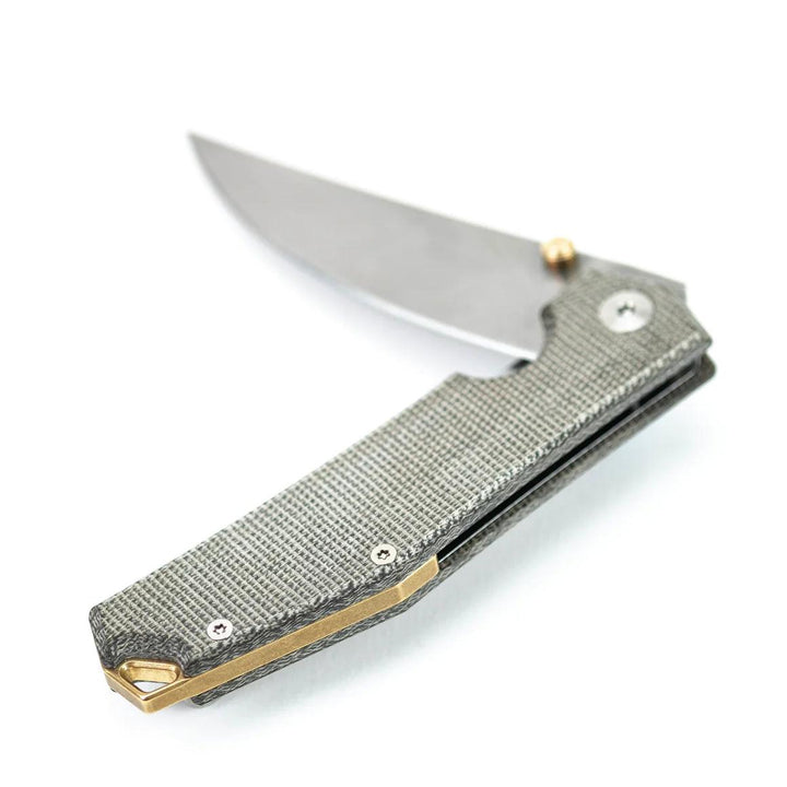 Giant Mouse ACE Clyde Green Canvas Micarta Stonewash Elmax - Knives.mx