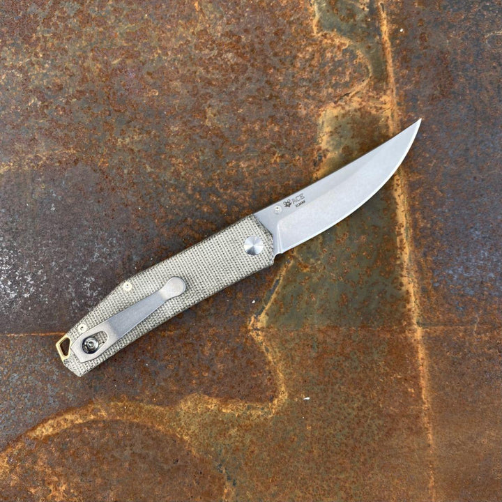 Giant Mouse ACE Clyde Green Canvas Micarta Stonewash Elmax - Knives.mx