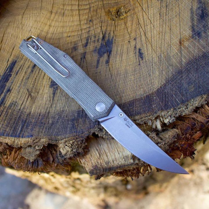 Giant Mouse ACE Clyde Green Canvas Micarta Stonewash Elmax - Knives.mx