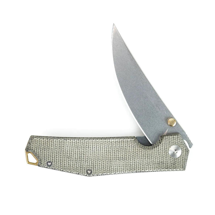 Giant Mouse ACE Clyde Green Canvas Micarta Stonewash Elmax - Knives.mx