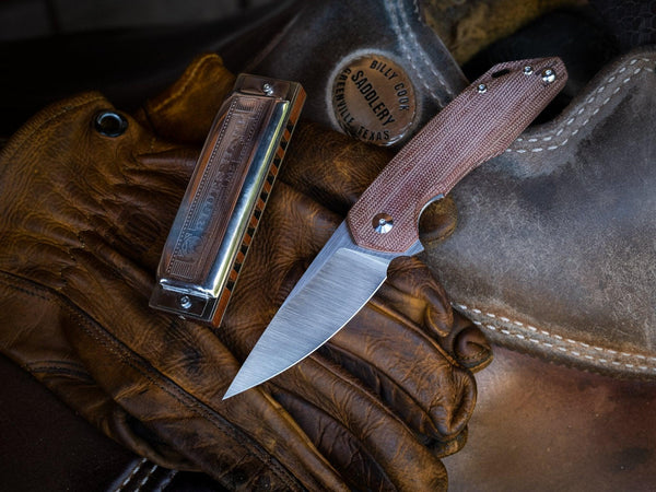 Giant Mouse ACE Corta Natural Canvas Micarta Stonewash Satin M390 - Knives.mx