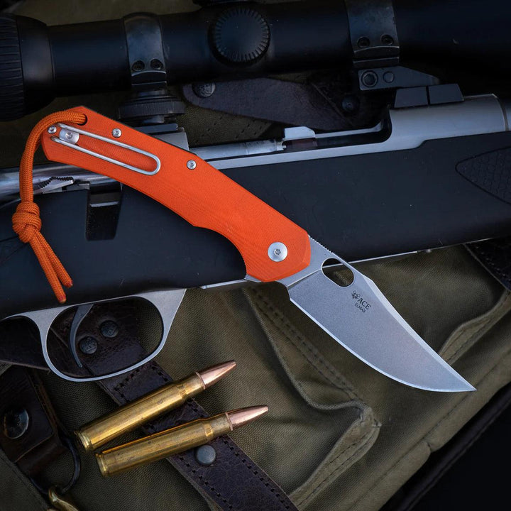 Giant Mouse ACE Jutland Orange G10 Stonewash Elmax - Knives.mx