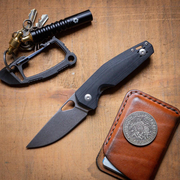 Giant Mouse ACE Nimbus V3 Double Black Canvas Micarta Stonewash Magnacut - Knives.mx