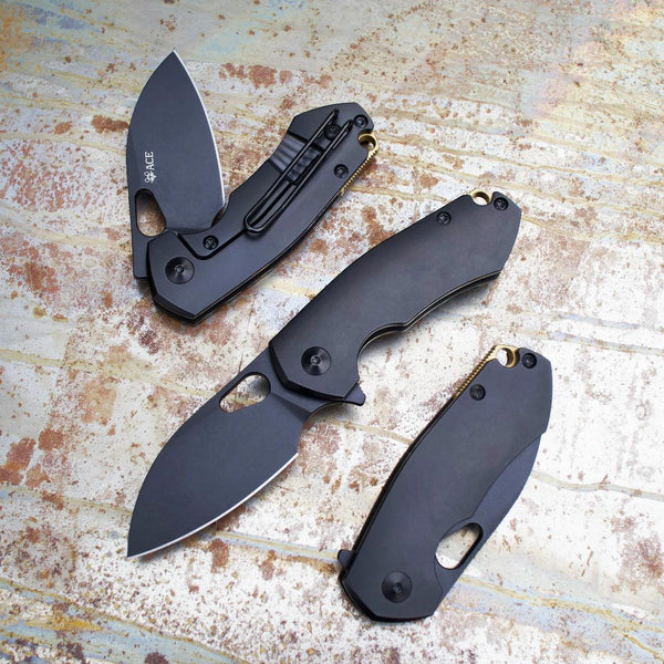 Giant Mouse ACE RIV Titanium Blackout PVD M390 - Knives.mx