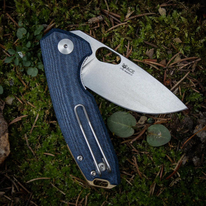 Giant Mouse ACE Tribeca Denim Micarta Stonewash Magnacut - Knives.mx