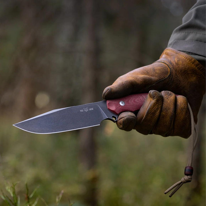 Giant Mouse GMF4 Fixed Knife Red Canvas Micarta PVD Stonewash Bohler N690 - Knives.mx