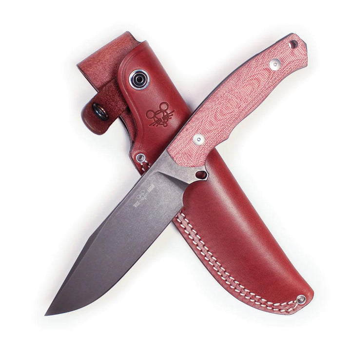 Giant Mouse GMF4 Fixed Knife Red Canvas Micarta PVD Stonewash Bohler N690 - Knives.mx