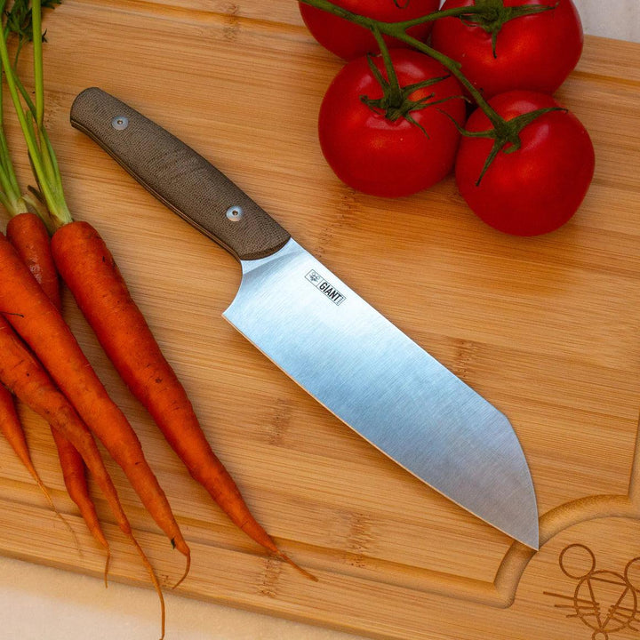 Giant Mouse Santoku Knife Green Micarta Satin Nitro B - Knives.mx