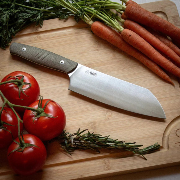 Giant Mouse Santoku Knife Green Micarta Satin Nitro B - Knives.mx