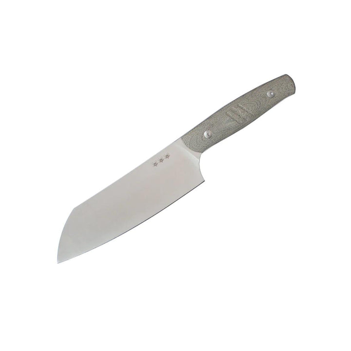 Giant Mouse Santoku Knife Green Micarta Satin Nitro B - Knives.mx