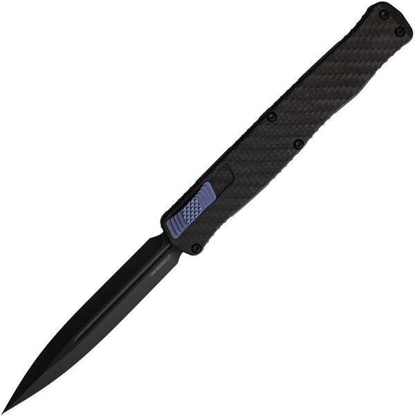 Heretic Knives Auto Cleric II OTF Blue Carbon Fiber D/E Black Oxide Coated CPM MagnaCut - Knives.mx