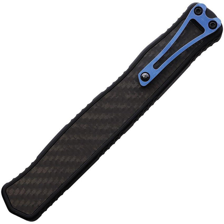 Heretic Knives Auto Cleric II OTF Blue Carbon Fiber D/E Stonewash CPM MagnaCut - Knives.mx