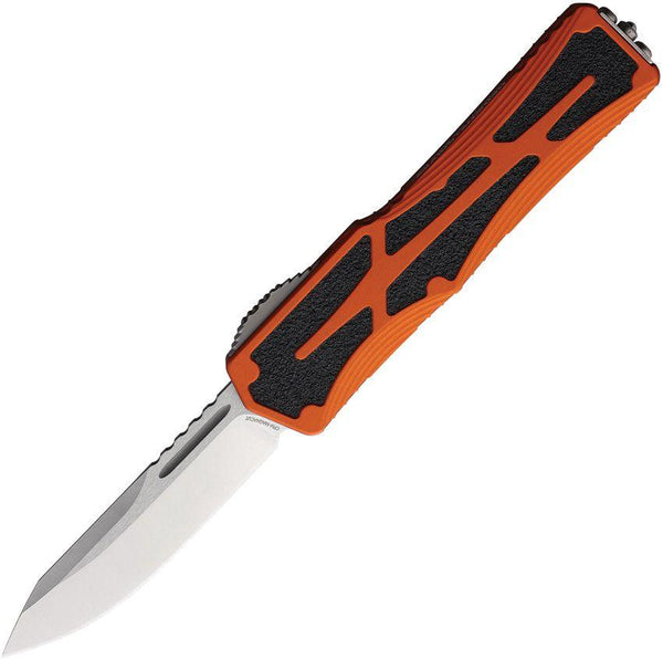 Heretic Knives Auto Colossus OTF Orange Aluminum Stonewash CPM MagnaCut - Knives.mx