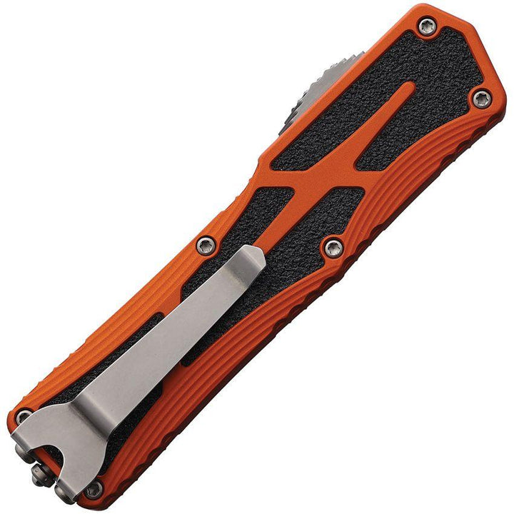 Heretic Knives Auto Colossus OTF Orange Aluminum Stonewash CPM MagnaCut - Knives.mx