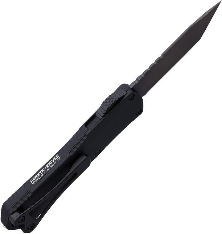 Heretic Knives Auto Maticore S Blackout DLC Coated Tanto CPM MagnaCut - Knives.mx