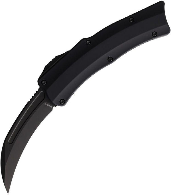 Heretic Knives Auto ROC DA Curved OTF Blackout Aluminum DLC Hawkbill CPM MagnaCut - Knives.mx