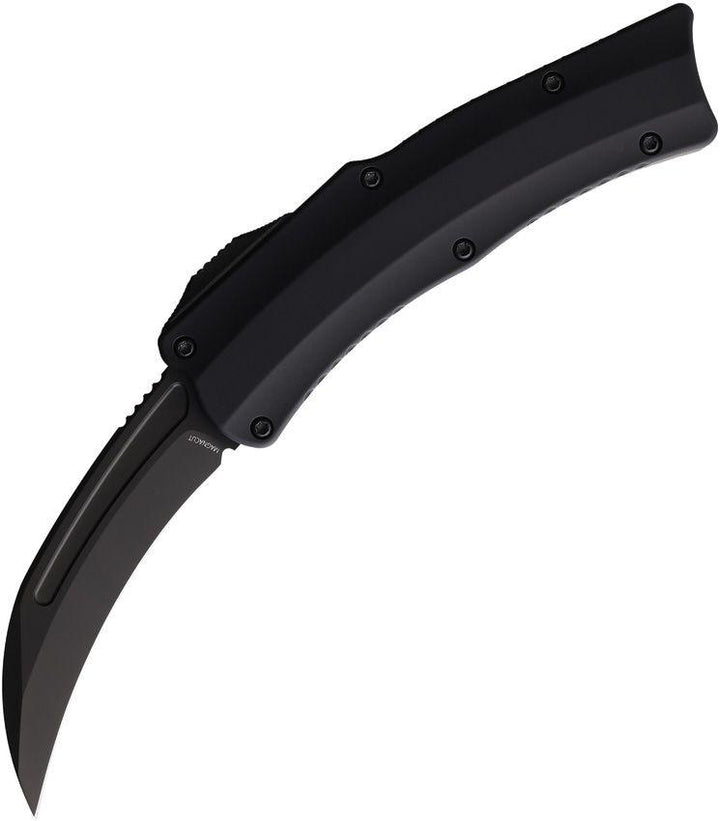 Heretic Knives Auto ROC DA Curved OTF Blackout Aluminum DLC Hawkbill CPM MagnaCut - Knives.mx