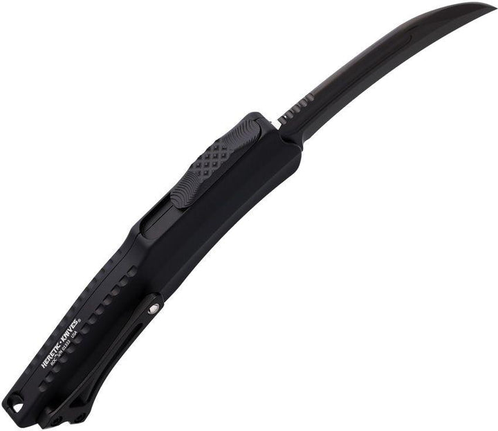 Heretic Knives Auto ROC DA Curved OTF Blackout Aluminum DLC Hawkbill CPM MagnaCut - Knives.mx