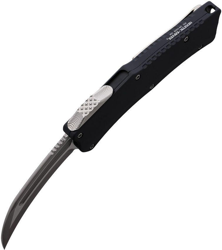 Heretic Knives Auto ROC OTF Black Aluminum Hawkbill Satin CPM MagnaCut - Knives.mx