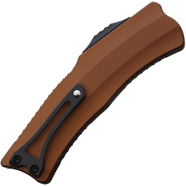 Heretic Knives Auto ROC OTF Rootbeer Aluminum Black DLC Hawkbill MagnaCut - Knives.mx