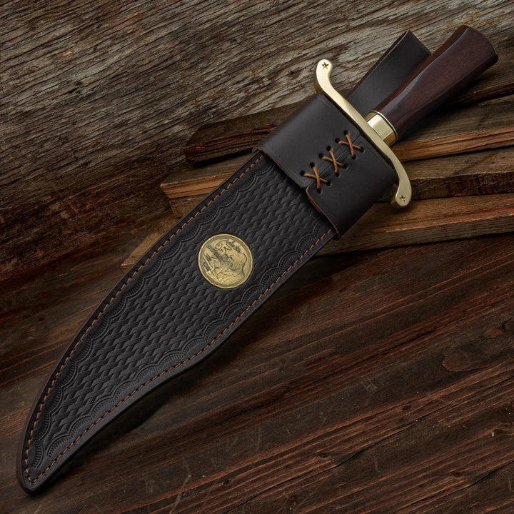 Hibben 65th Anniversary West Brown Pakkawood Bowie Mirror Finish Stainless Blade - Knives.mx