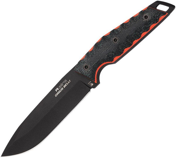 Hydra Knives Casus Belli Fixed Blade Black & Red Sculpted Micarta Powder Coated Sleipner - Knives.mx