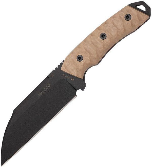 Hydra Knives Veritas Fixed Blade Tan Sculpted G10 Black Coated Wharncliffe K110 - Knives.mx