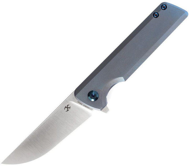Kansept Knives Anomaly Framelock Blue Orange Peel Titanium Satin Drop Point S35VN - Knives.mx