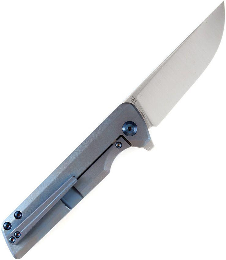 Kansept Knives Anomaly Framelock Blue Orange Peel Titanium Satin Drop Point S35VN - Knives.mx