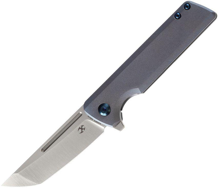 Kansept Knives Anomaly Framelock Blue Orange Peel Titanium Satin Tanto S35VN - Knives.mx