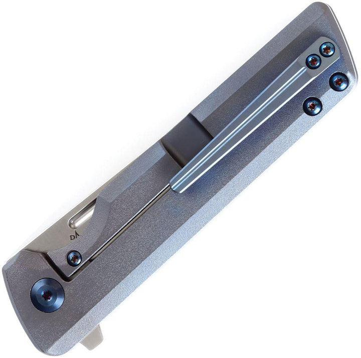 Kansept Knives Anomaly Framelock Blue Orange Peel Titanium Satin Tanto S35VN - Knives.mx