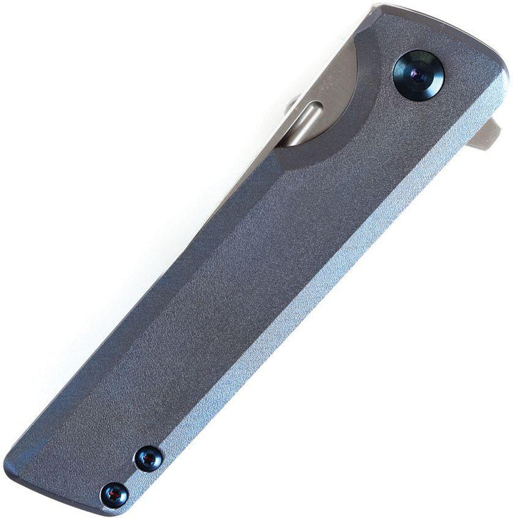 Kansept Knives Anomaly Framelock Blue Orange Peel Titanium Satin Tanto S35VN - Knives.mx