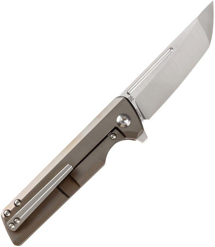 Kansept Knives Anomaly Framelock Bronze Anodized Titanium Satin Tanto S35VN - Knives.mx