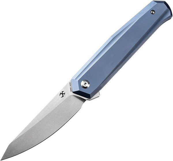 Kansept Knives Integra Framelock Blue Anodized Titanium Stonewash Bohler M390 - Knives.mx
