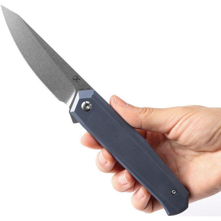 Kansept Knives Integra Framelock Blue Anodized Titanium Stonewash Bohler M390 - Knives.mx